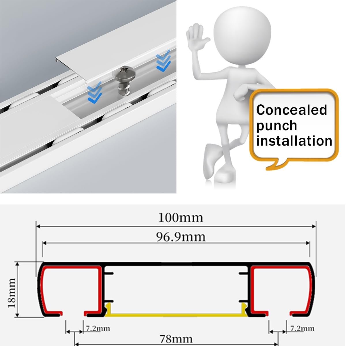Système de rails de rideaux en aluminium avec rouleaux silencieux réglables de 100 à 420 cm en blanc/noir/gris (blanc 270 cm) - Parfait pour la décoration de la maison