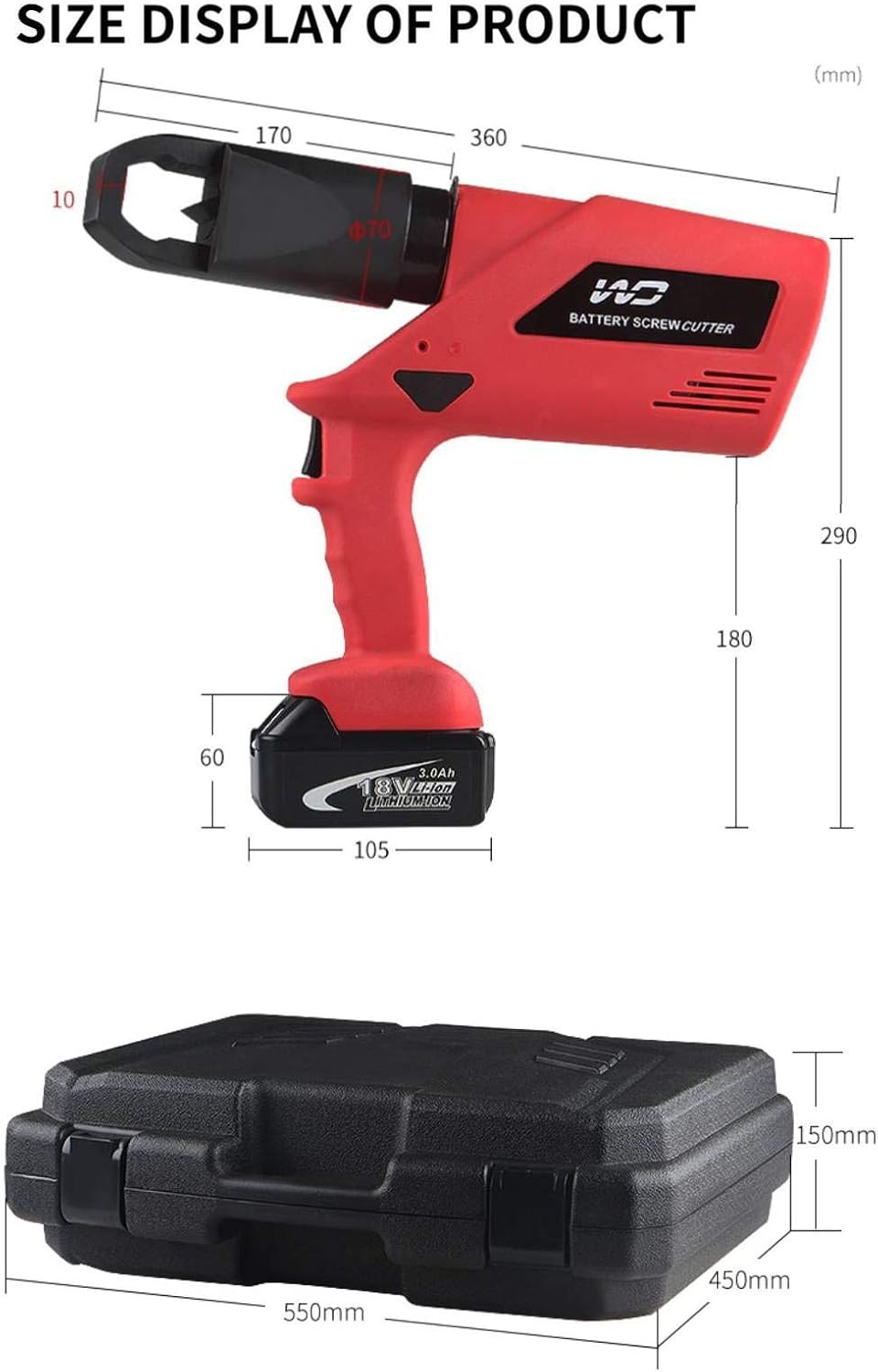 Huanyu Electric Hydraulic Nut Splitter 120KN Screw Cutter 360° Rotatable Separator for Nut of M10-M24 EC-2432A