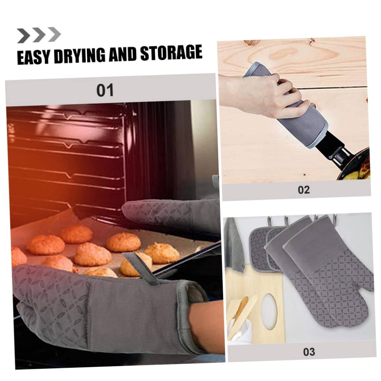Ofenhandschuhe Hitzebeständig und Topflappen Wärmeisolierende Küchenhandschuhe aus Silikon rutschfeste Kochutensilien