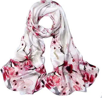 ANDANTINO 100% Mulberry Silk Long Scarf for Women Large Shawls for Headscarf and Neck- Oblong Hair Wraps with Gift Packed