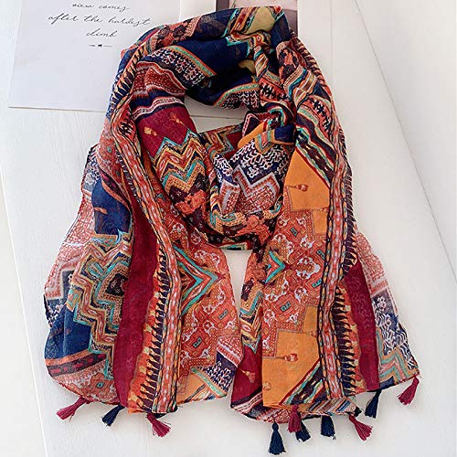 Van Caro Women Scarf Shawl For All Season Bohemian Paisley Tassel Beach Sun Protection Wrap Colorful Rhombus #TOP5