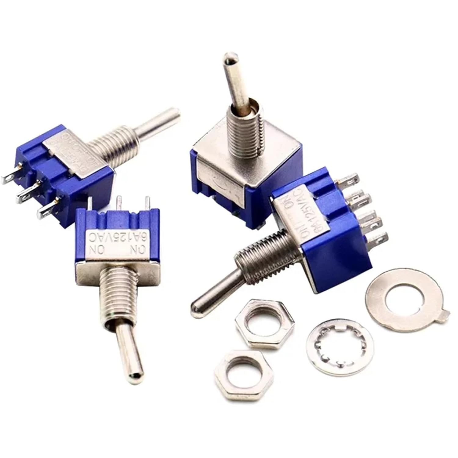 10PCS SPDT Toggle Switch ON-Off-ON/ON-ON MTS202 203 Miniature Power Button Switch AC125V/6A Rocker Switch MTS-102 103(3Pin ON-Off-ON)