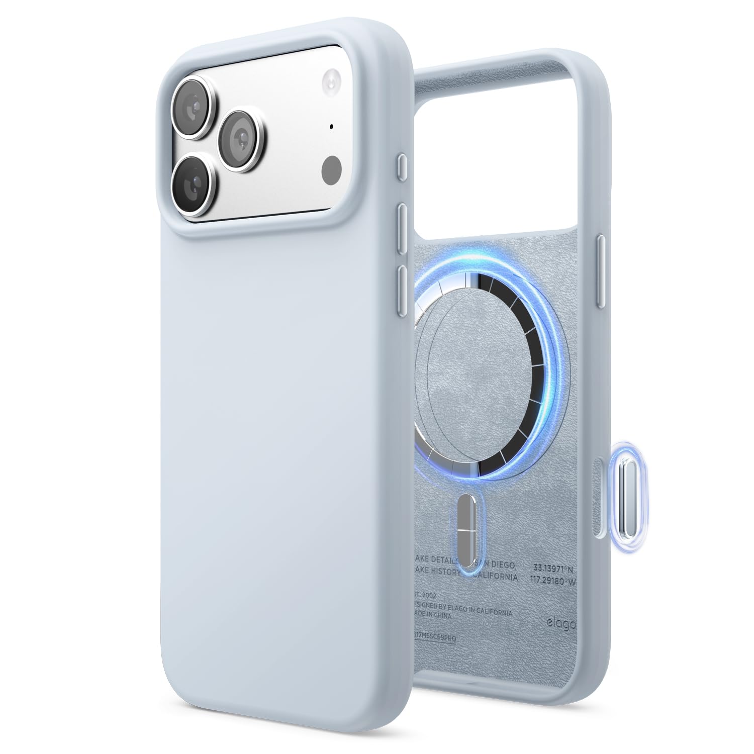 elago Cover Magnetica in Silicone Liquido per iPhone 18 Pro Max/17 Pro Max | Compatibile con MagSafe, Antiurto, Sottile, Finitura Soft-Touch (Azzurro Chiaro)
