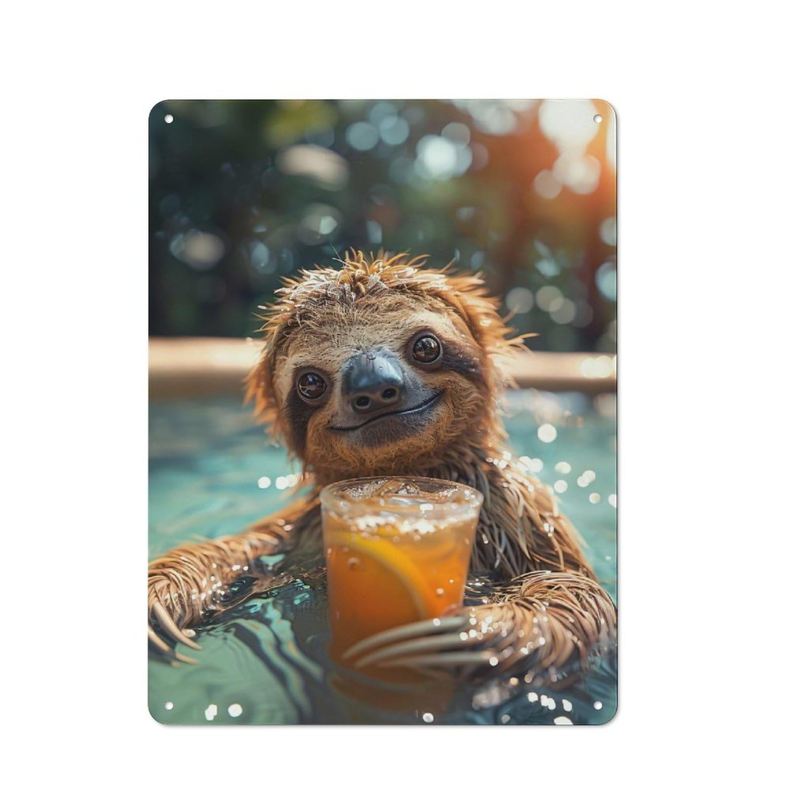 Junmoney Have A Drink With A Sloth Shop Front Style Cafe Metal Sign 40X30cm Featuring Restaurant Wall Art For Takeaway, Bar, Kitchen Or Counter Area