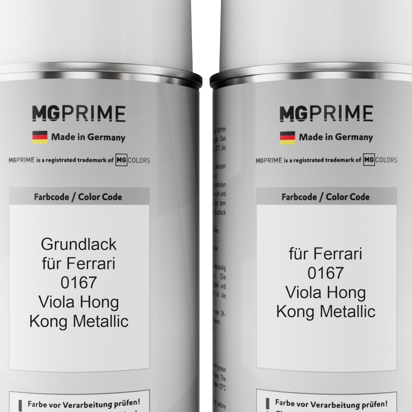 MG PRIME Autolack Spraydosen für Ferrari 0167 Viola Hong Kong Metallic +2K | Set aus Grundlack + Basislack + 2K Klarlack, Sprühdosen 400ml