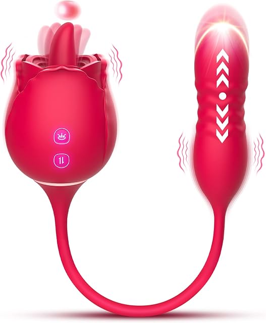 Sex Toys for Women - 4 in 1 Clitoral Stimulator Tongue Licking Thrusting G Spot Dildo Vibrator Anal Plug with 9 Modes,Adult Sex Toys for Women Sex, Clitoris Nipple Licker for Women Man Couple