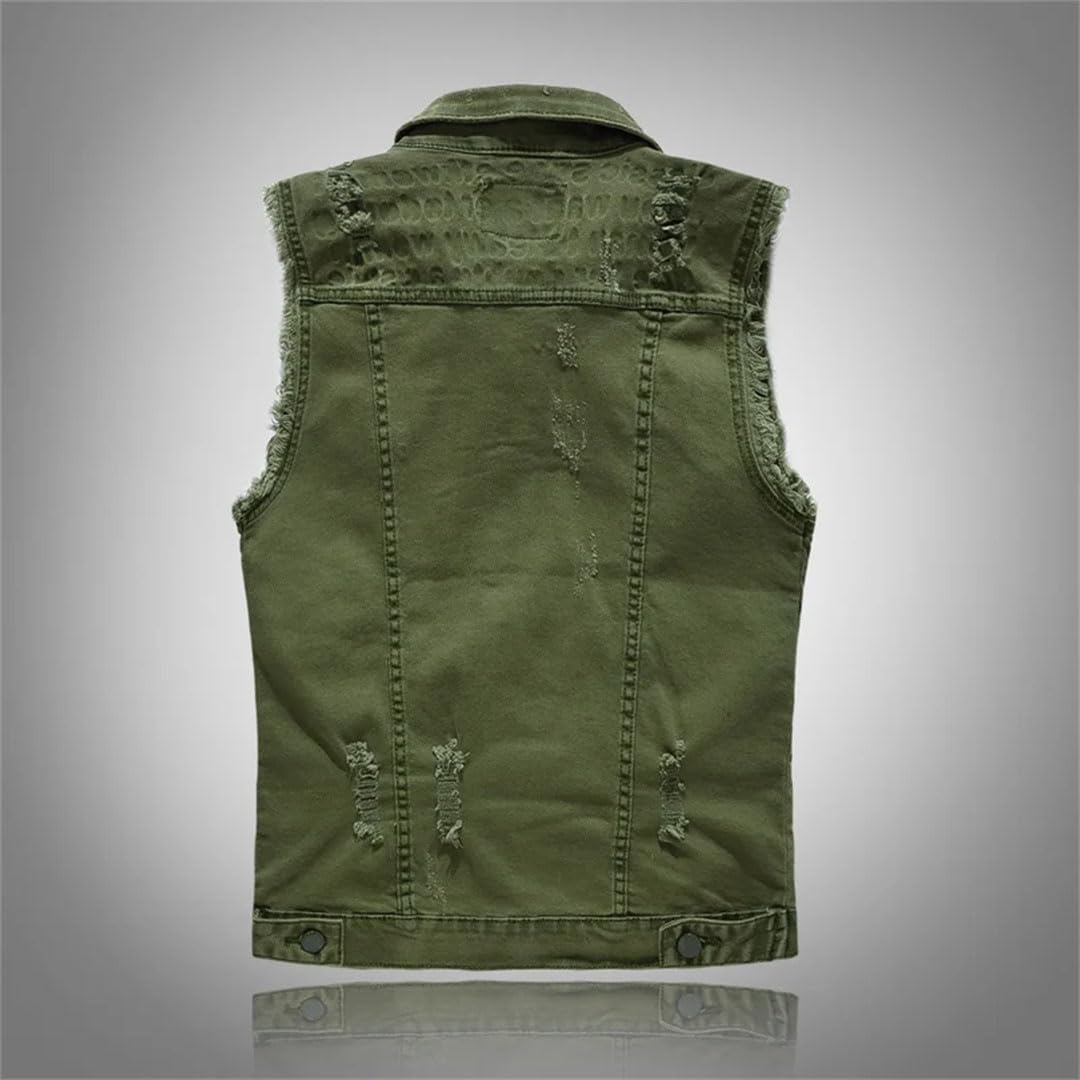Gilet da uomo Slim Fit Cowboy Giacca da uomo Gilet in denim strappato Giacca da uomo senza maniche Gilet da uomo Cappotto di jeans da uomo
