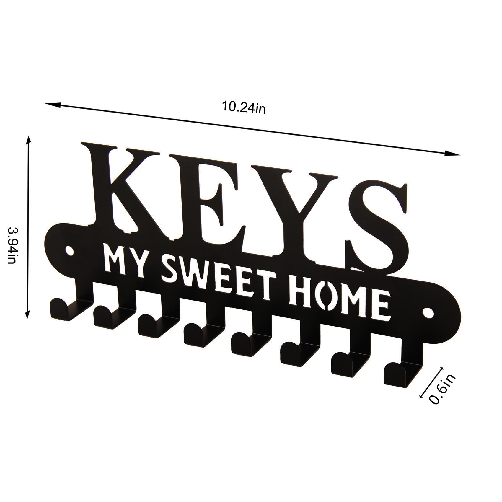 YAYANGATMG Key Holder Wall Mounted Key Hooks for Wall Decorative with 8 Hooks, Black Metal Key Hanger for Entryway, Front Door, Hallway, Office