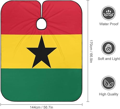 Miniatura 2 de Capa de peluquería con bandera de Ghana para adultos, para peluquería en casa, peluquería