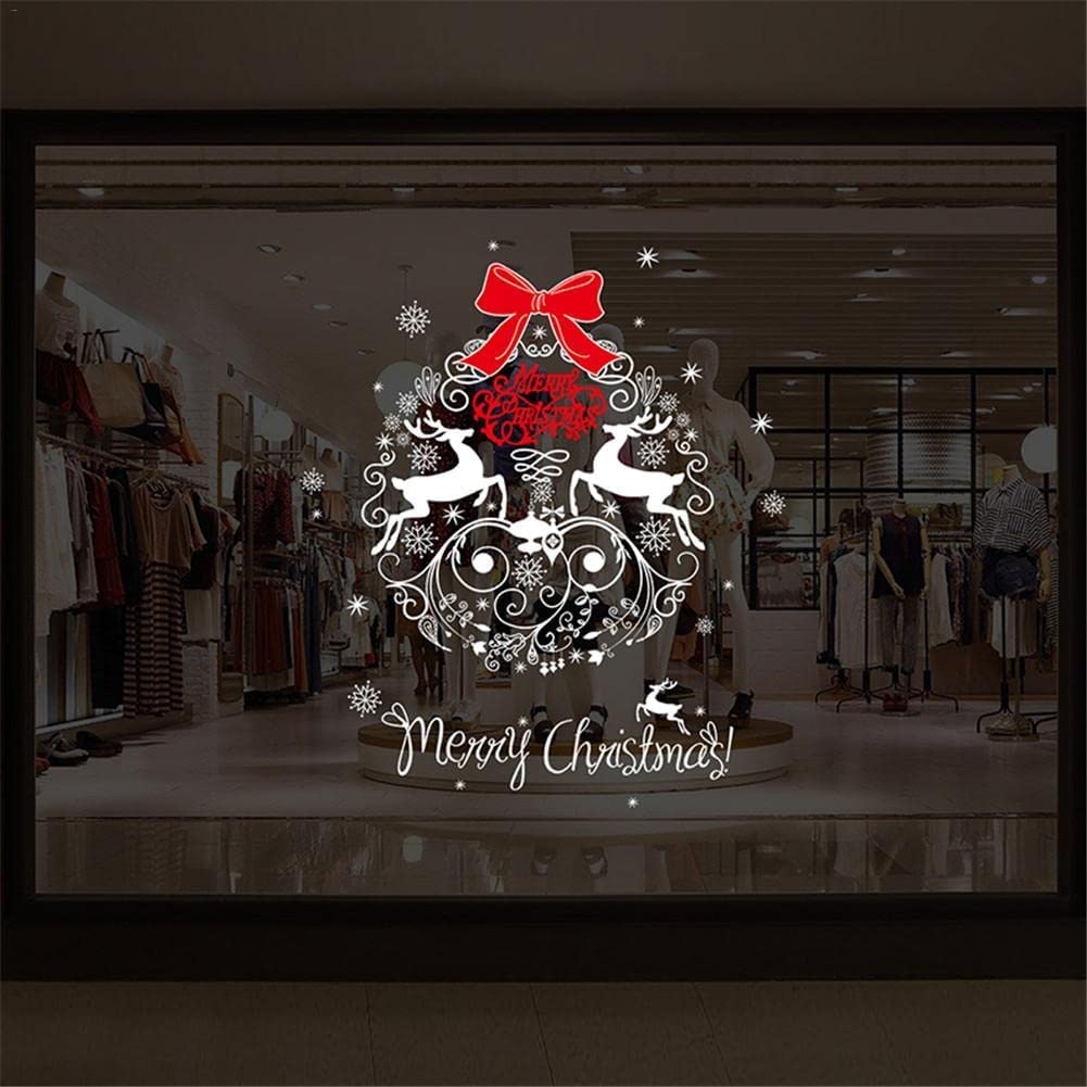 Autocollants de fenêtre de Noël, décorations de Noël, autocollants de fenêtre motif de cerf de Noël auto-adhésif nouvel an magasin vitrine autocollant mur autocollant fenêtre autocollant verre autocol
