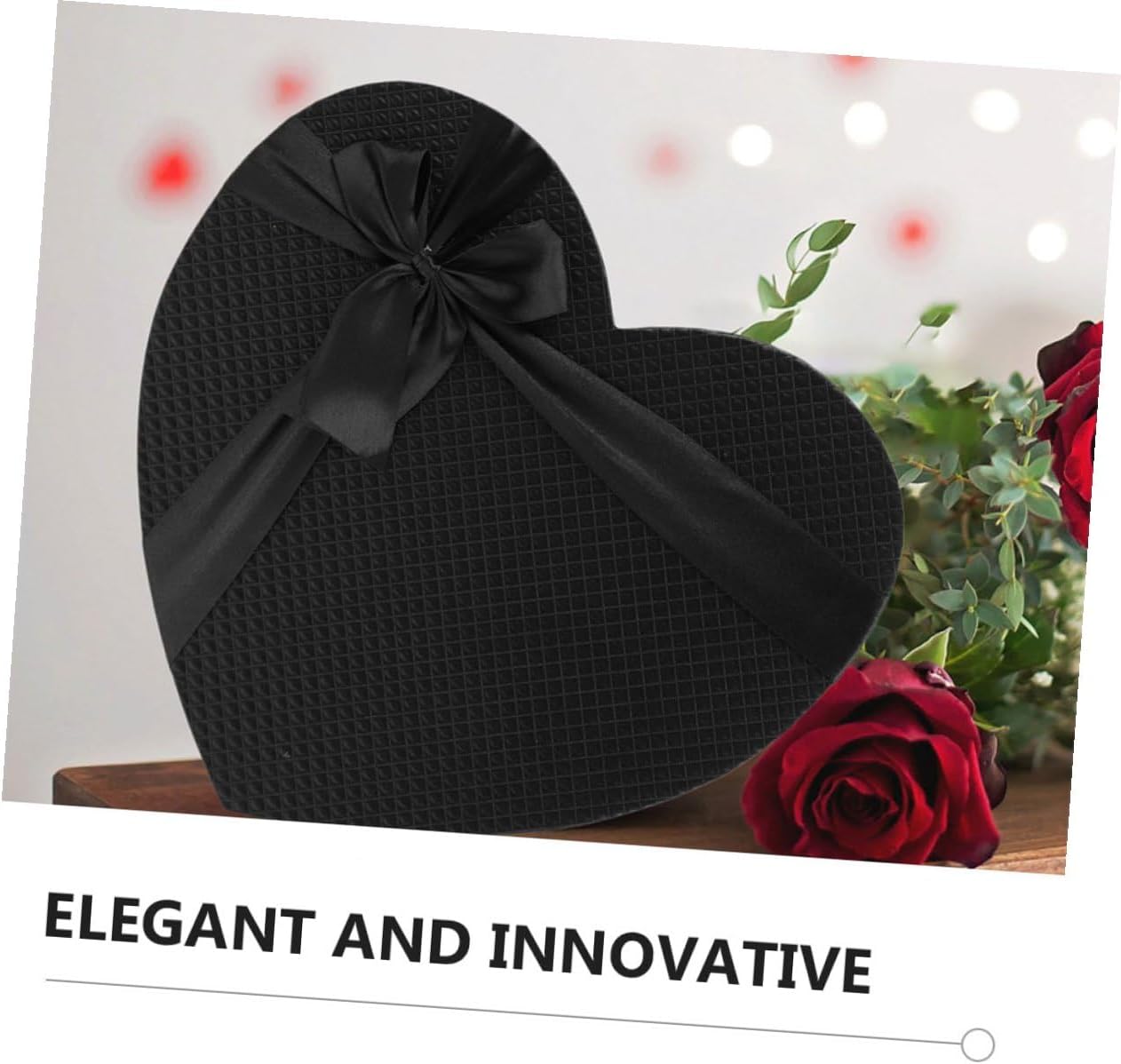 HANABASS Heart Shaped Box with Lid 2pcs Large Black Paper Boxes for Valentine's Day Chocolate Flowers Wedding Flower Arrangement Packaging