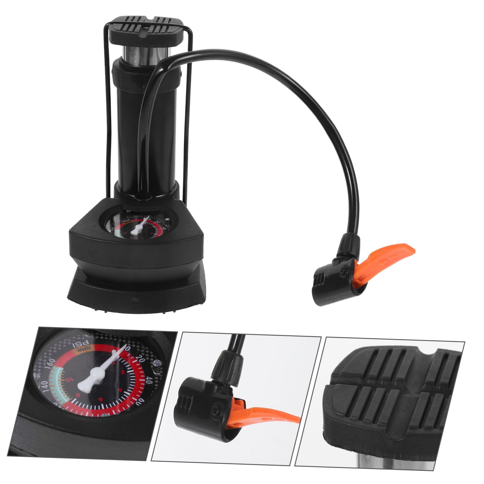 Toyvian Fahrradpumpe Hochdruck Luftpumpe für Reifen Multifunktionale Fußpumpe mit Manometer für Fahrräder Motorräder und Bälle und Kompakt für Unterwegs