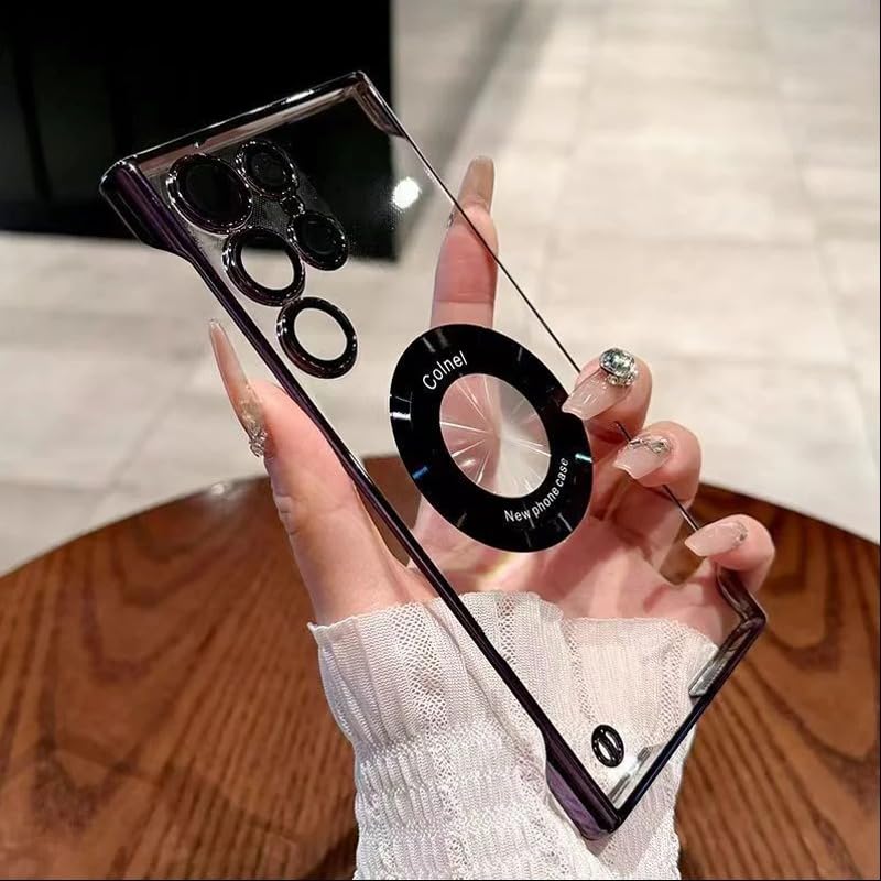 Image of MILLION CASES Thermoplastic Polyurethane Back Cover Case For Samsung Galaxy S23 Ultra Shockproof Protective Infinite Framesless Magnetic Guardian Case Case(Black)