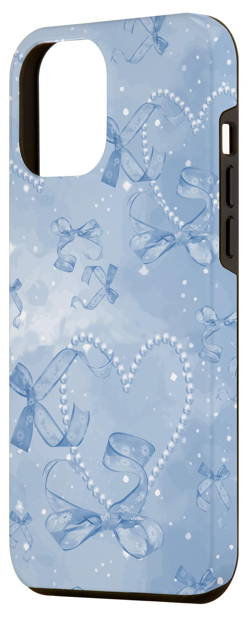 Blue Romantic Coquette Aesthetic Pearl Print Image & Bows Case for iPhone 12 Pro Max - Image 2