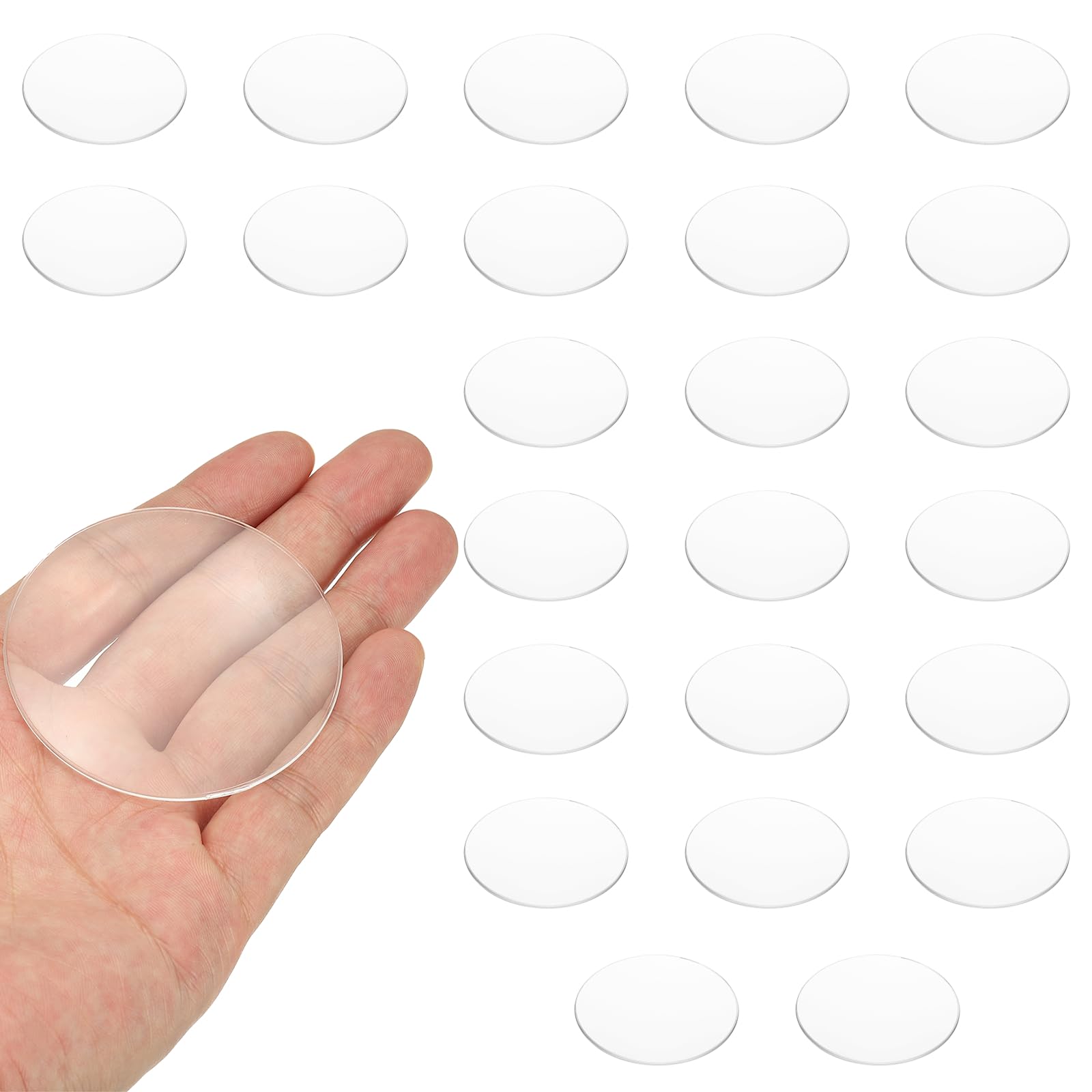 PATIKIL 24 Pack Biconvex Lens, 60mm Dia. 180mm Focal Length Spherical Optical Lenses Magnifier Paperweight Acrylic Double Convex for DIY Office Desk Home Science Experiment Telescope