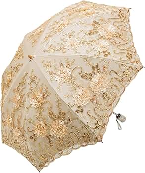 Amazon | 日傘 レース刺繍 uvカット 折りたたみ レディース 遮光