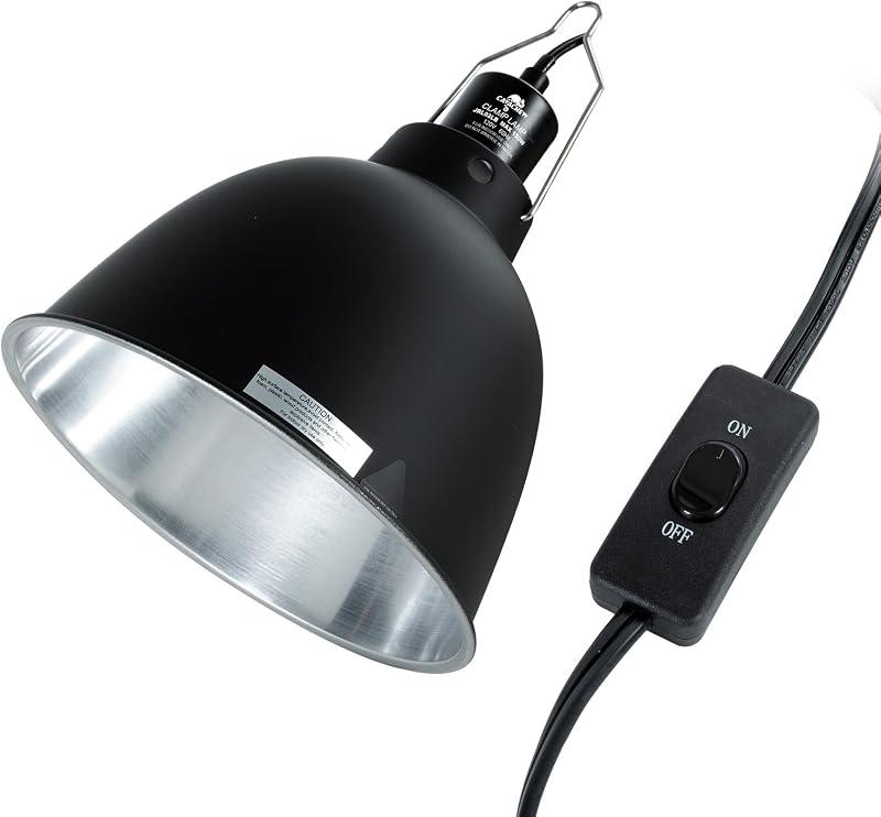 Luminária para aquecimento de terrário com cúpula profunda, soquete E26 e interruptor CAVACHEW JRL02LB, até 150 W