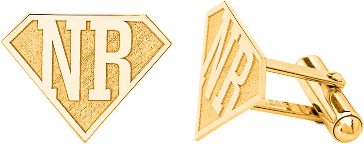 Certified 14k Yellow Gold Personalized Engraved Initial Cufflinks Custom 2 Letters