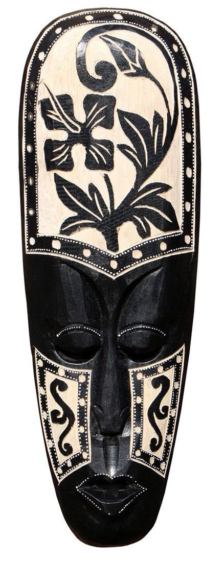 Masque Mural Maori En Bois Sculpté à La Main - Décoration Tribale Africaine, 50 Cm De Haut | Pièce Unique Artisanale De Bali