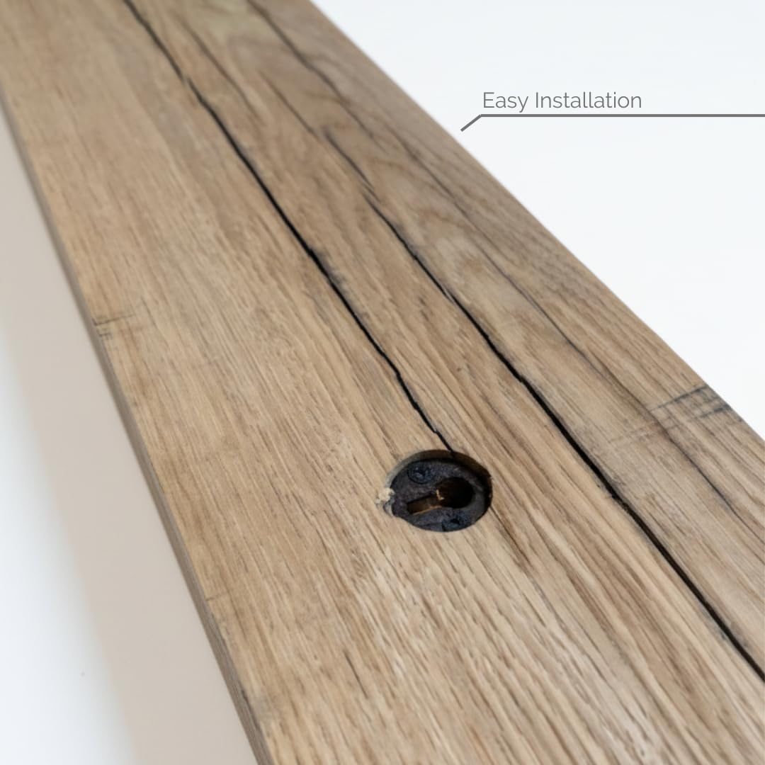Trave da parete in rovere sostenibile, trave da parete sospese, in rovere massiccio, trave in rovere piallato per interni, viti incluse (100 cm)