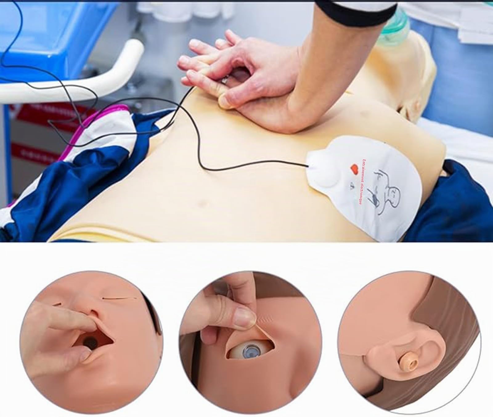 Mannequin de réanimation cardio-pulmonaire pour adultes, mannequin de formation en réanimation cardio-pulmonaire en caoutchouc, modèle humain de ventilation artificielle A