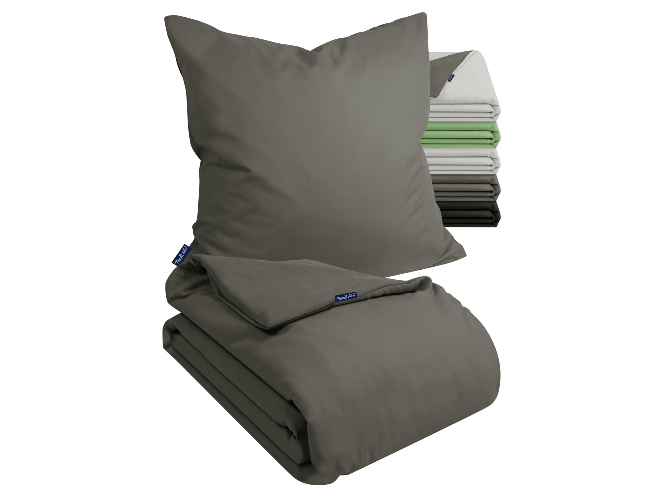 Marie´s Home Velvety Soft Bettwäsche 135x200 Bettwäsche Ultra weich - Bettbezug + 1 Kissenbezug 80x80 2-teiliges Set 1629.2376, 135 x 200 + 80 x 80 cm, anthrazit