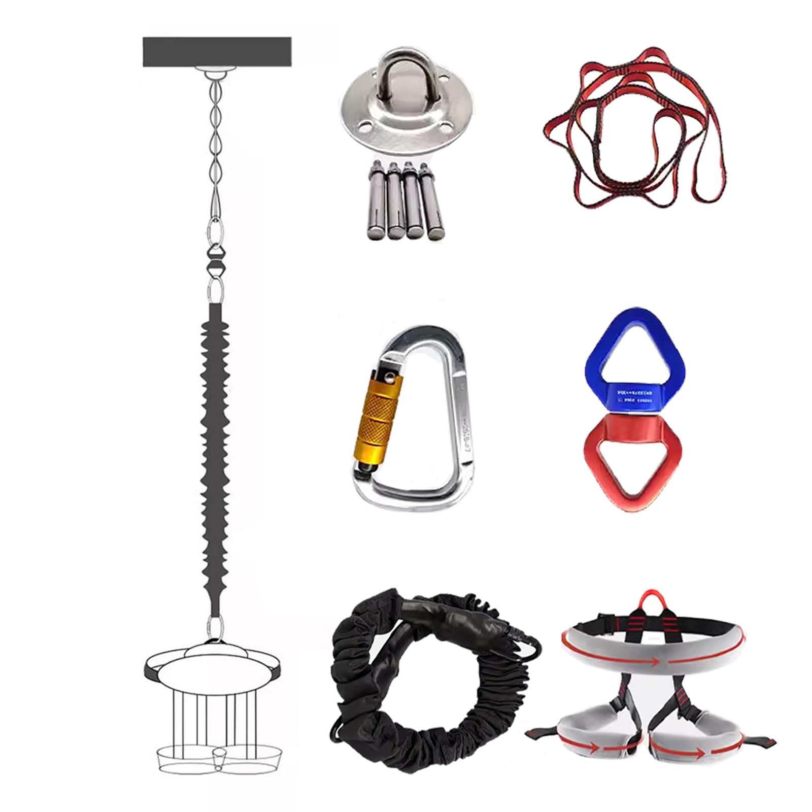 JYHHCYS Aerial Yoga Bungee Cord Rope S M L XL Size - Unisex Heavy Bungee Resistance Band Set