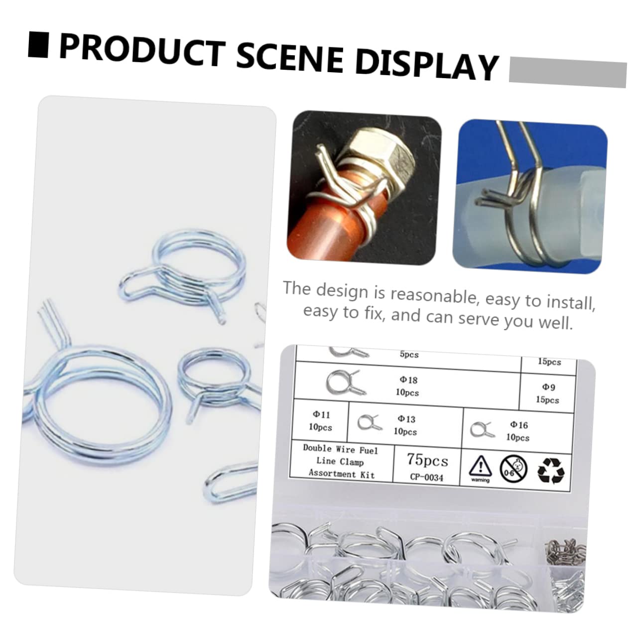 VILLCASE Superb Craftsmanship 75pcs Dual Wire Hose Clamp Easy Install for Cables Hoses Automotive Aviation