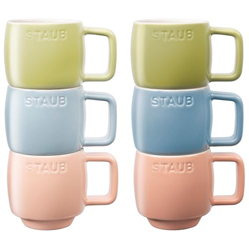 Staub Ceramic Dinnerware 6-pc 3.5 oz. Espresso Cups - Macaron Pastels