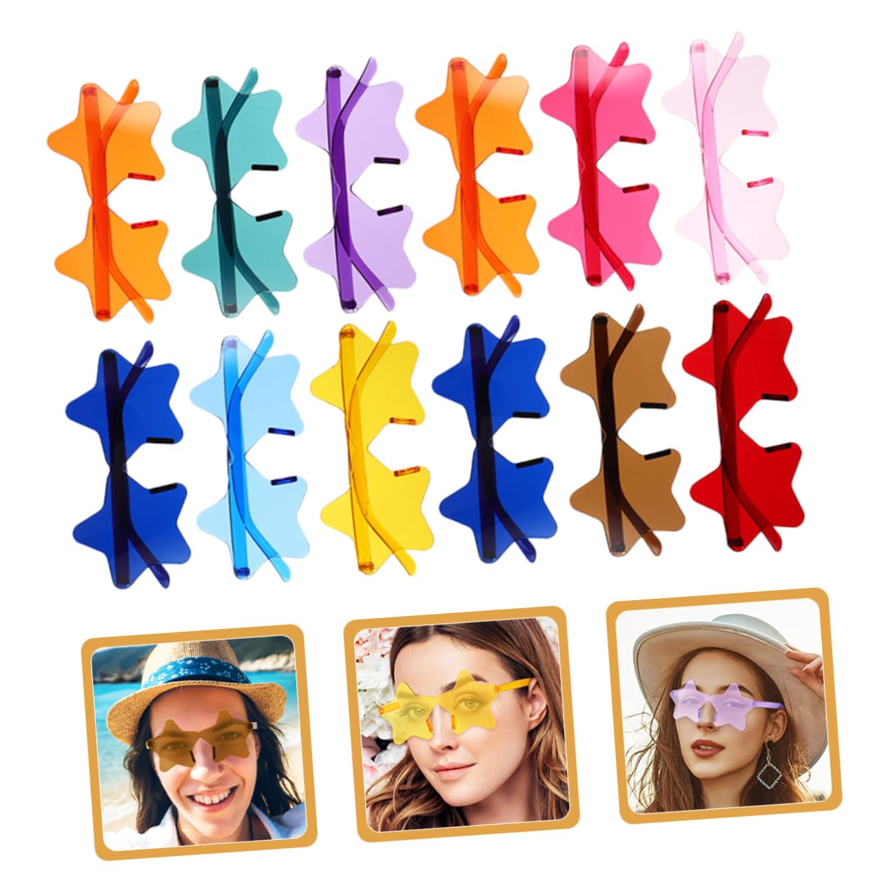 BESTYASH 60 Sztuk Pentagram Okulary Przeciwsłoneczne Festiwal Okulary Gwiazda Okulary Przeciwsłoneczne Prop Stylowe Party Okulary Gwiazda