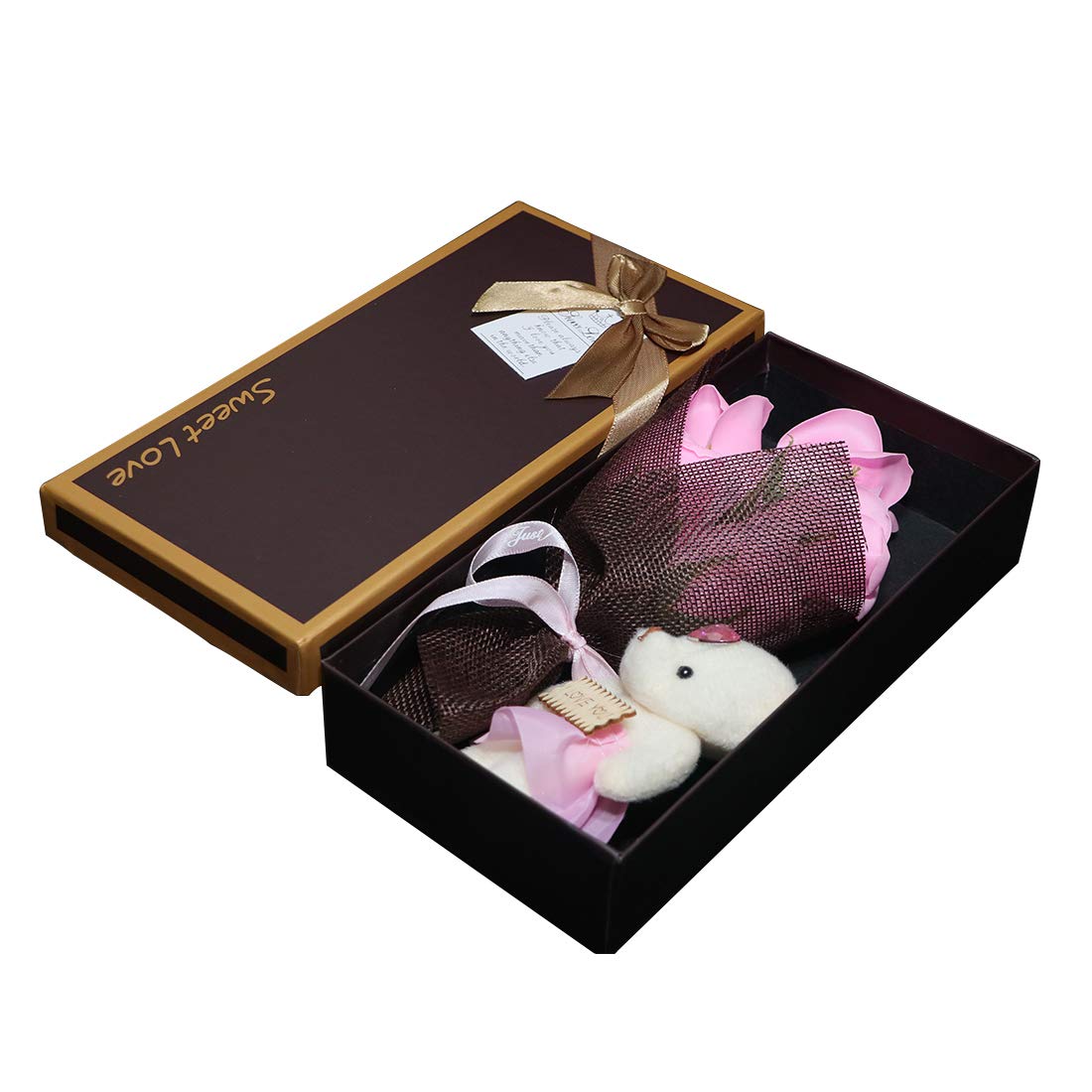 Sky Trends Artificial Teddy Flower Bookey Set and Gift Box (Multicolor)