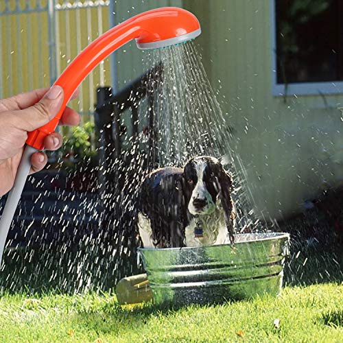 Ducha portátil para camping con bomba recargable por USB, cabezal desmontable, funciona bombeando agua desde cubo, ideal para camping, senderismo, limpieza de mascotas y lavado de autos miniatura 7