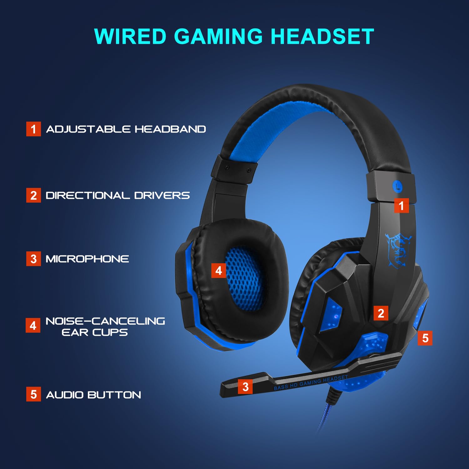 Set di tastiera e mouse da gioco con cuffie, layout UK, tastiera cablata retroilluminata crack, mouse da gioco a LED a 4 colori, cuffie over-ear, tappetino per mouse grande, pacchetto tutto