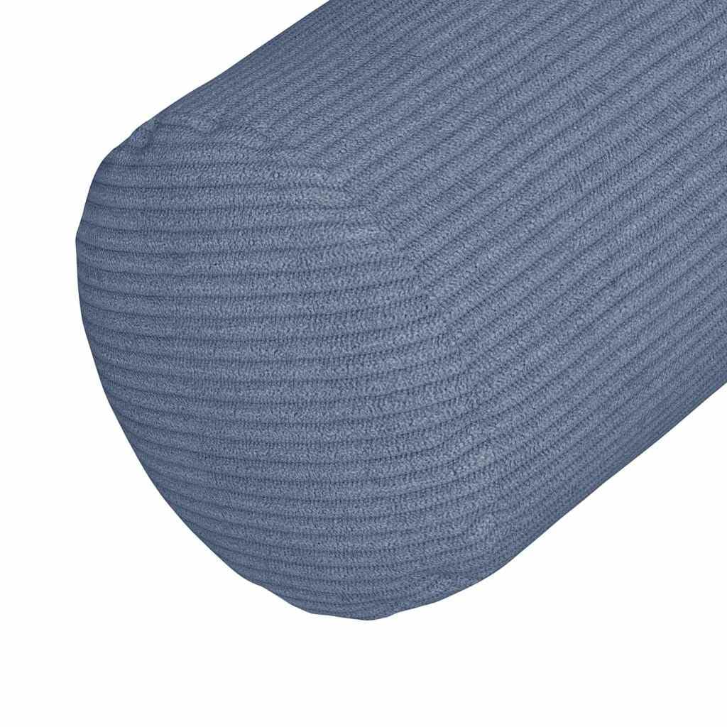 Poduszka bolster 2 sztuki, niebieska, Ø 15 x 40 cm, miękki materiał sztruksowy, cylindryczny, do salonu, sypialni, komfort wewnątrz