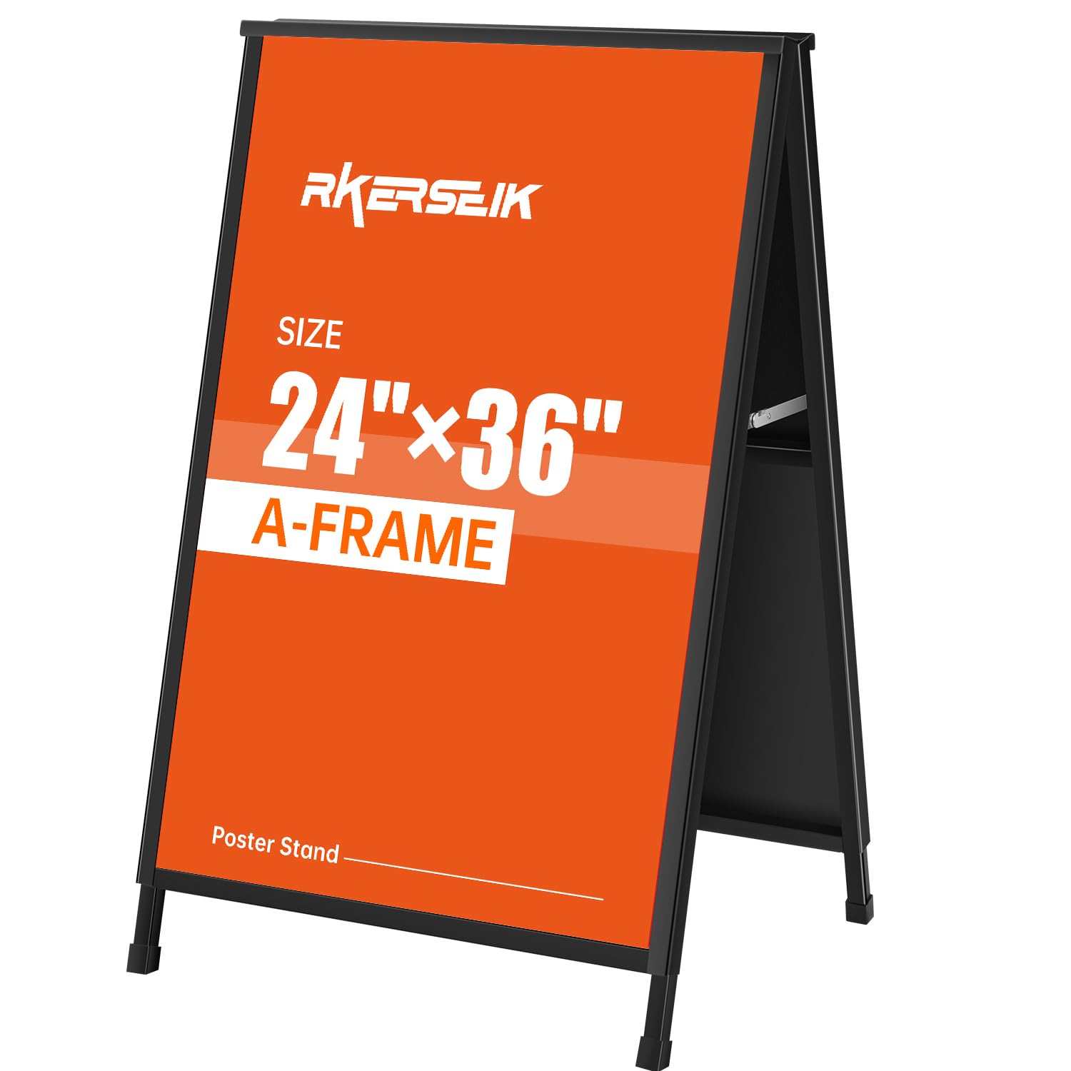 Heavy Duty A-Frame Sidewalks Signs，Sandwich Board Black Coated Steel Metal Portable Double-Sided，Slide-in Folding with 2 Corrugated Plastic Poster Boards (24×36 Double Side （with 2 Plastic Board）)
