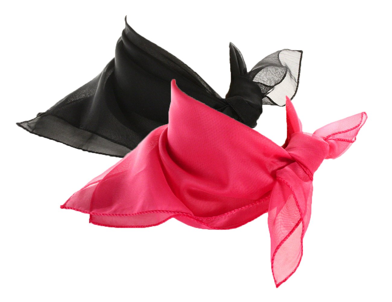Black & Rose Pink Scarf Set - 2 Sheer Chiffon 50s Style Scarves - Hey Viv Retro