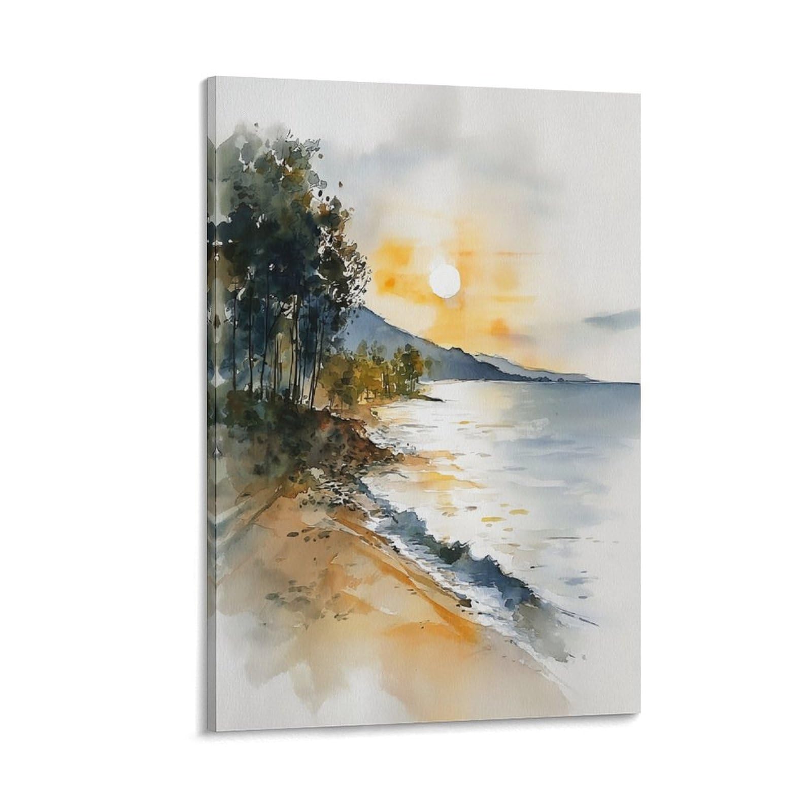 XWYMXZ Lake Michigan Watercolor 20x30inch(50x75cm) Vintage Travel Poster Watercolor Canvas Art