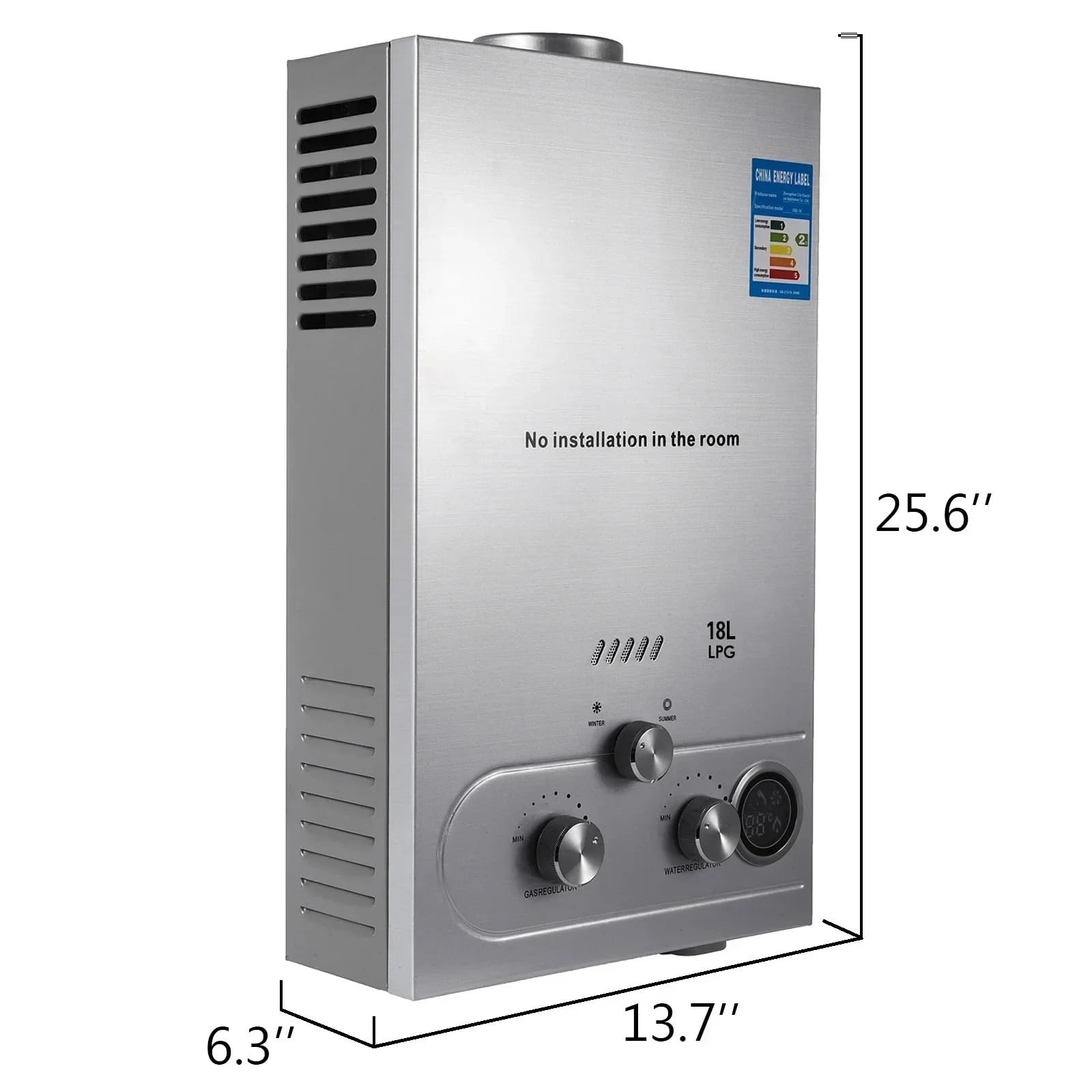 Calentador de agua caliente sin tanque, 6L-18L portátil de gas propano calentamiento instantáneo para baño, uso al aire libre, camping y viajes, eficiencia energética, diseño compacto
