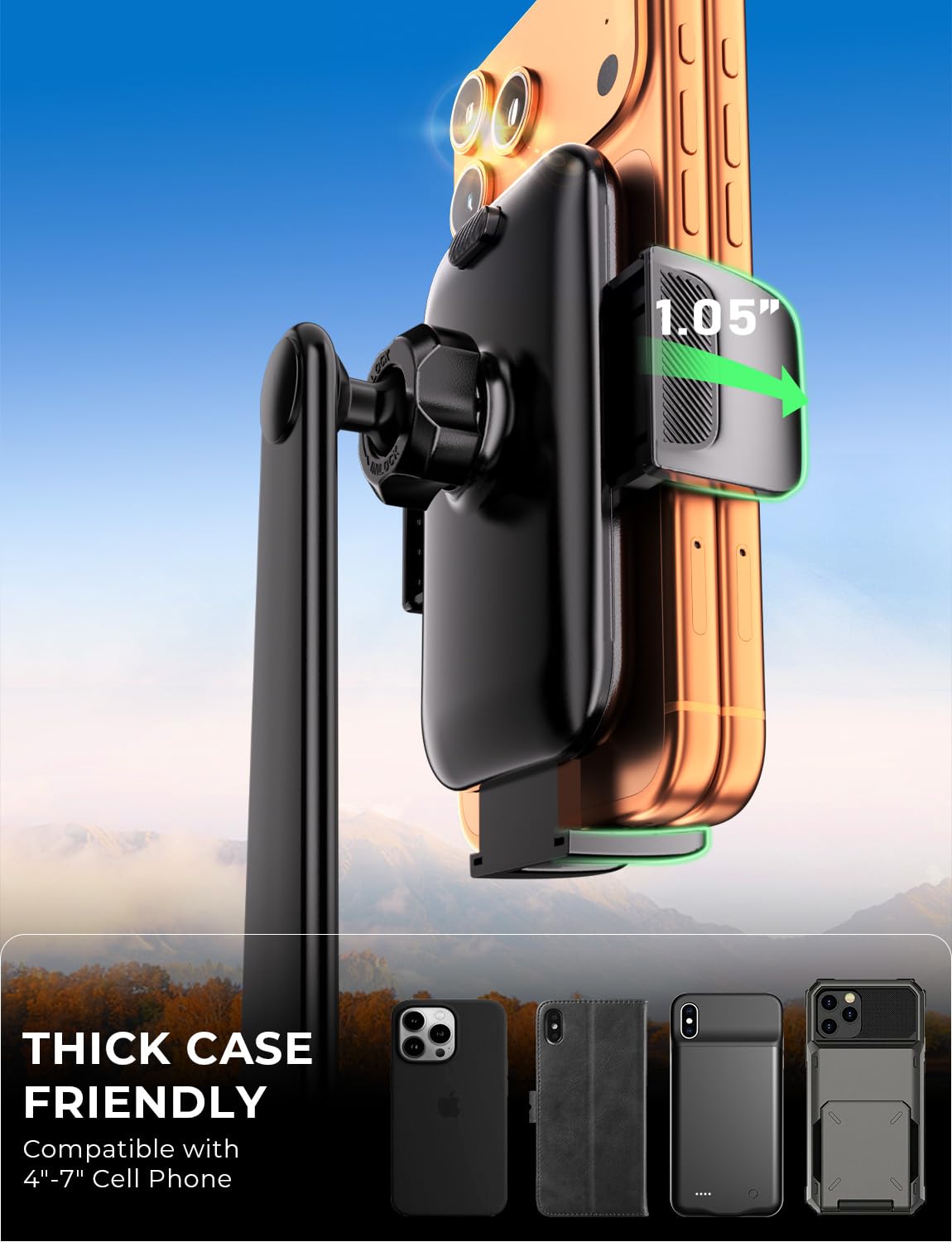 YYBS Car Dashboard Phone Holder for Windshield - Tesla Touch Screen Phone Mount with 360 Adjustable Aluminum Arm — view 6