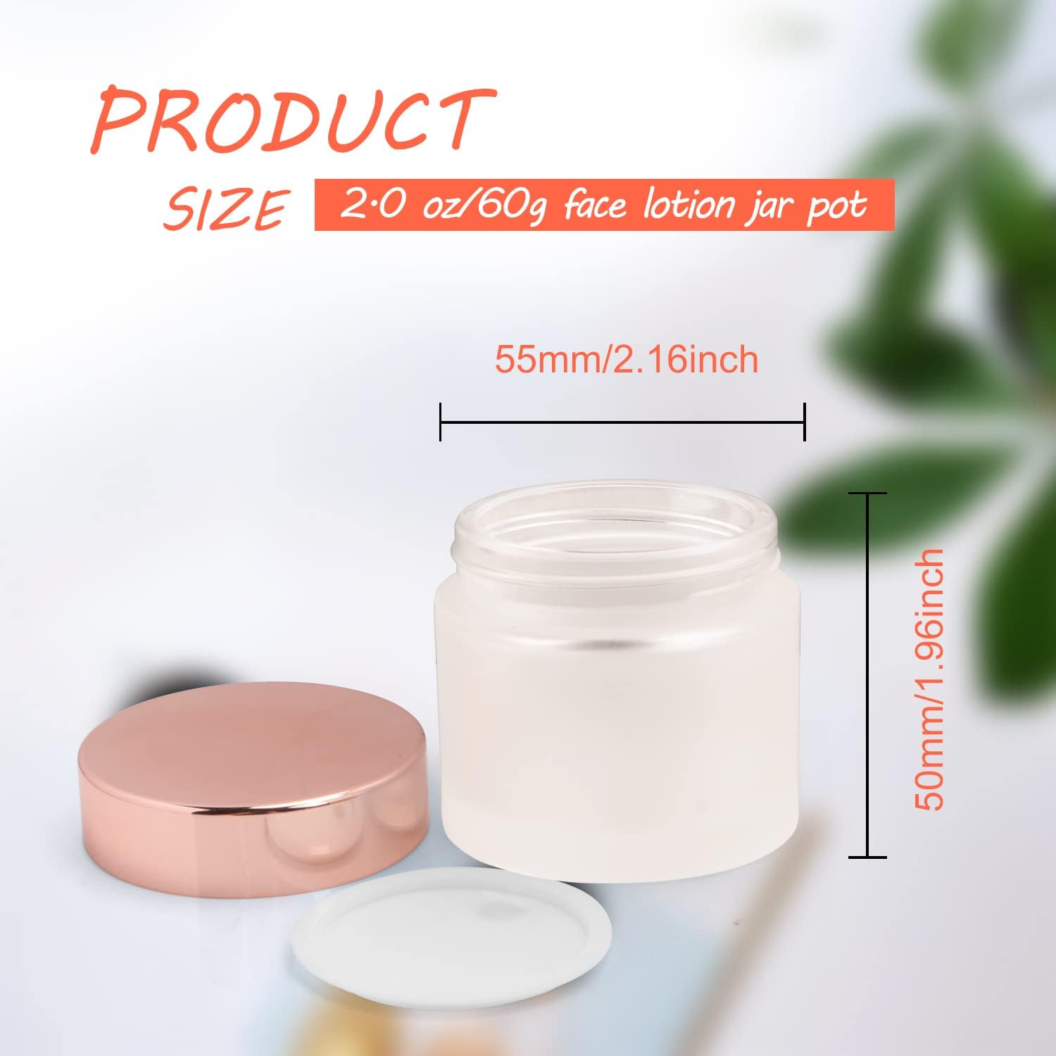 4 Pack 2 oz Frosted Glass Cream Jar,Empty Round Sample Jar Pot with Screw Lids&Inner Liner,Travel Storage Jar Container for Lotion, Eyeshadow,Moisturiser,gel-Rose Gold Lids image 2