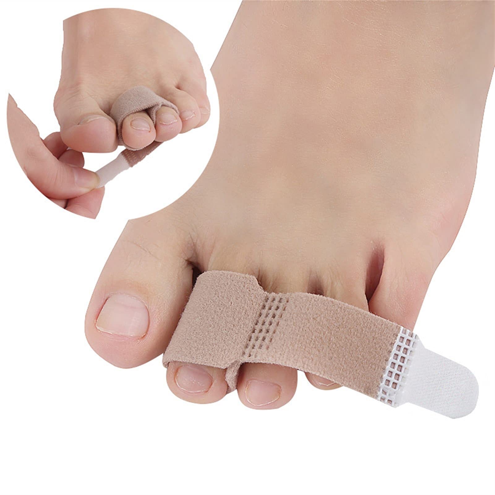 Stück Zehen- und Fingerglätter aus Stoff, Hammerzehen-Hallux-Valgus-Korrektor, Bandage, Zehenspreizer, Schiene, Wickel, Fußdehner, Unterstützung für Tag und Nacht (E)