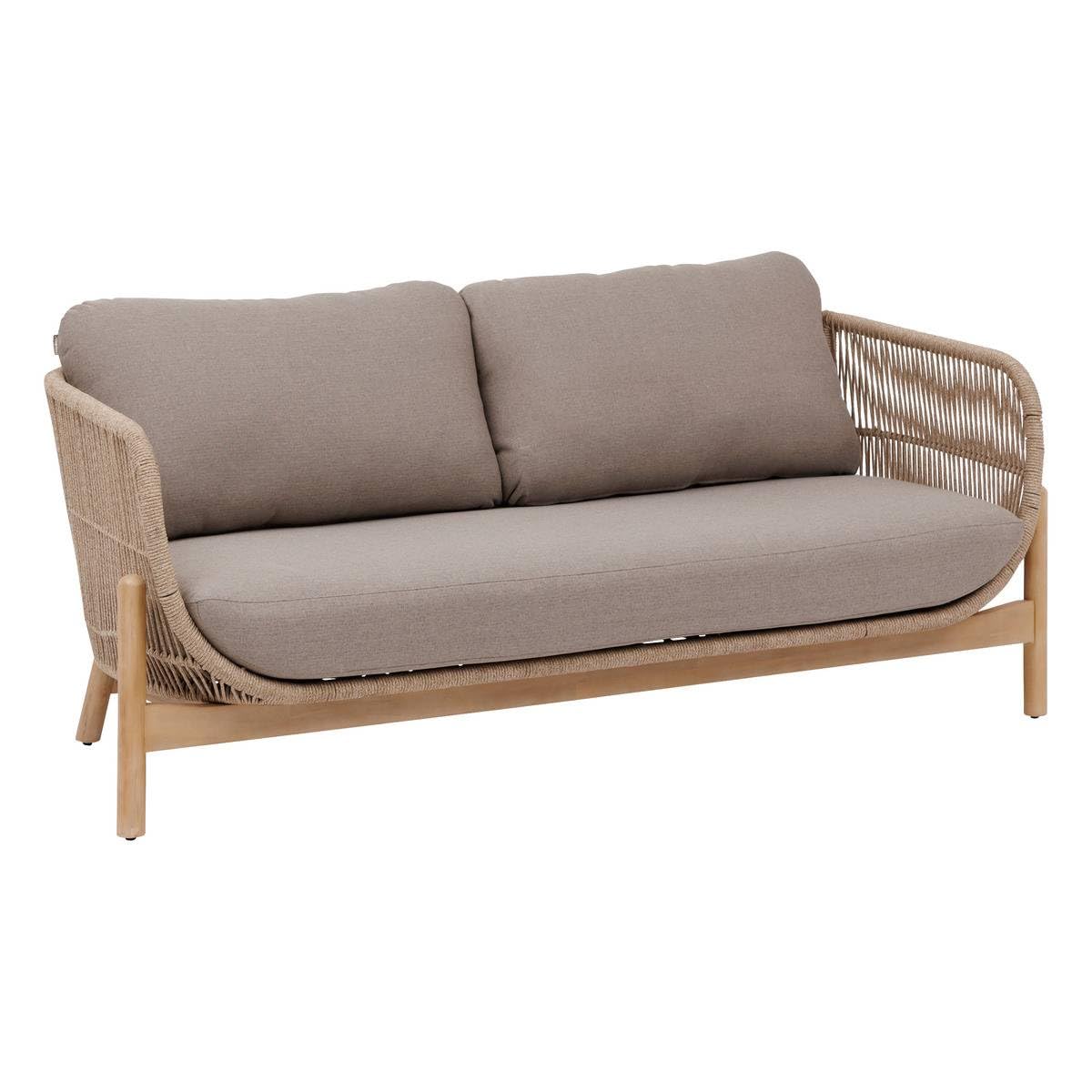 HESPERIDE - Canapé de Jardin deona Taupe et Acacia - 2 Places - Coussins Déperlants Déhoussables Mobilier d'Aménagement pour Jardin, Terrasse, Balcon