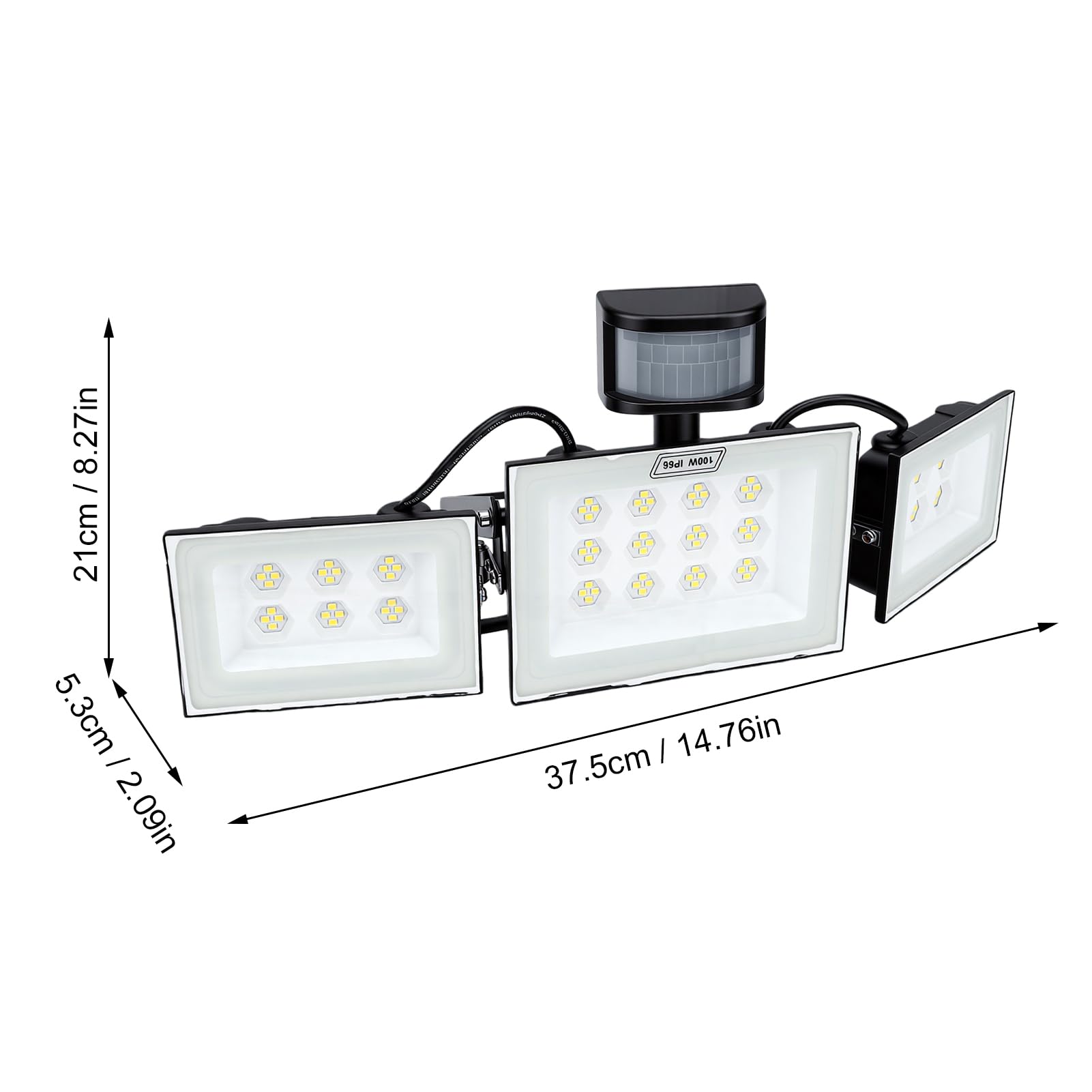 Fafeicy Czujnik Ruchu PIR Reflektor LED IP66 100W 15000LM | Oświetlenie Zewnętrzne od Zmierzchu do świtu z Pilotem do Kontroli Parkingu na Podwórku