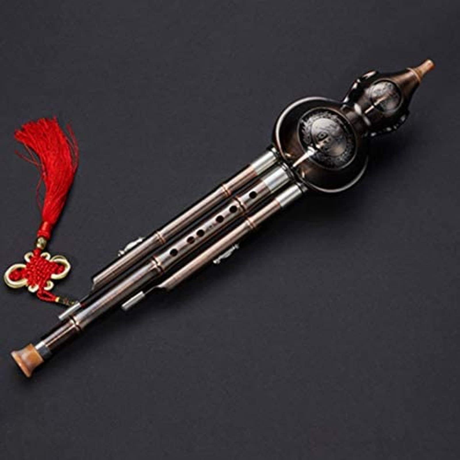 Hulusi, Gourde Flûte, Cucurbitacées Flûte Traditionnel Ethnique Durable Cuivré Hulusi Gourde Flûte Salle De Concert Jouant Long Instrument À Vent Débutants Contact Instrument À Vent,Cuivré,C-CLÉ,C