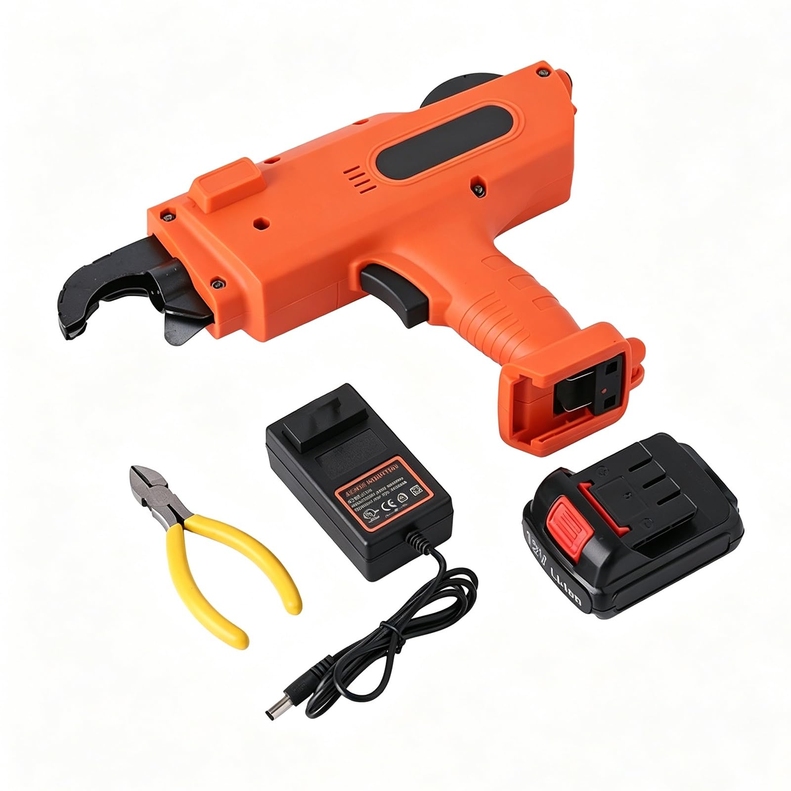 BOOZXCV Cordless Rebar Tying Machine, Automatic Wire Binding Tool for 8-34mm Steel Rod, Electric Strapping Twister with Lithium Power, Portable Handheld Tool for Construction (30)