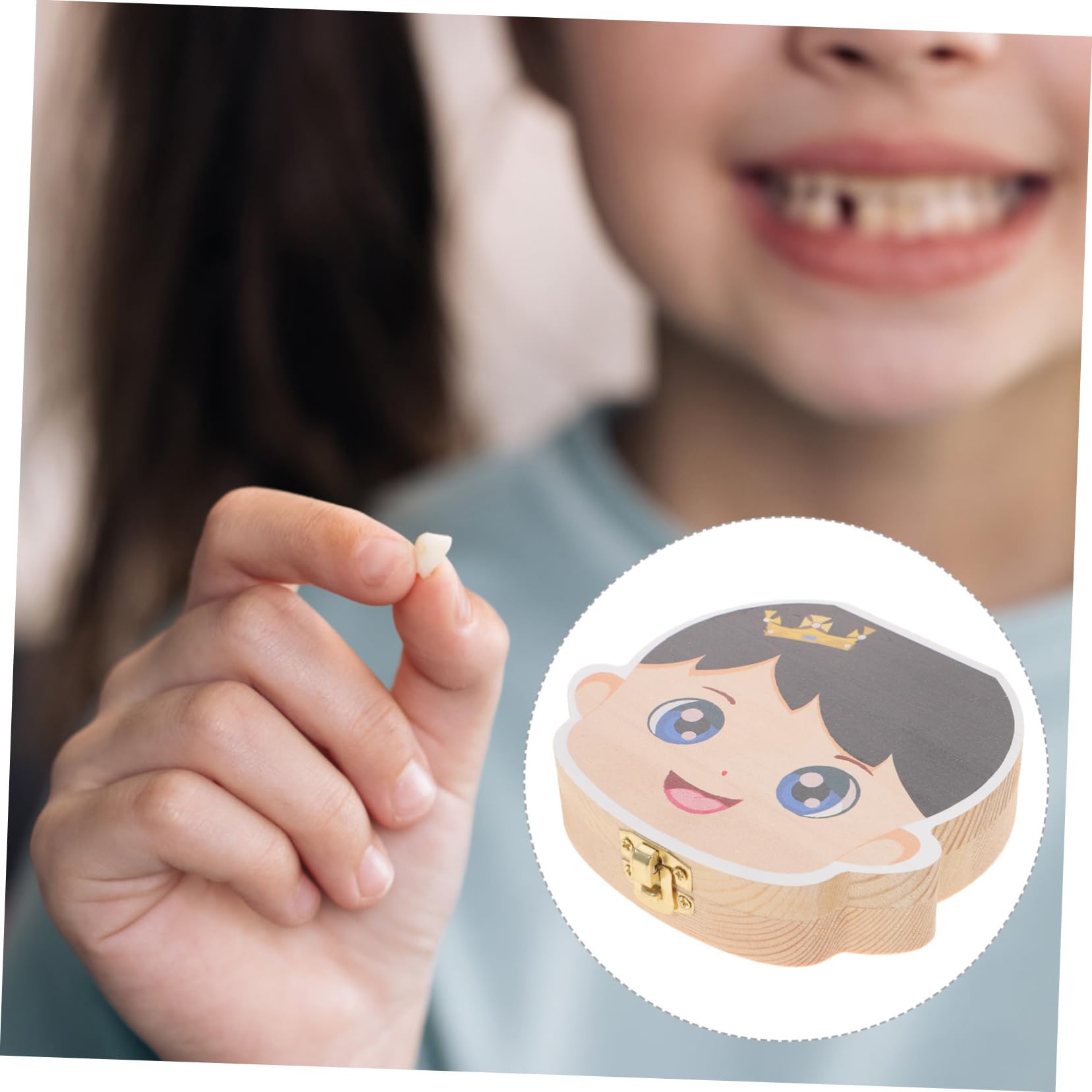 Happyyami Tooth Case Wooden Keepsake Box for Boys Cartoon Design Storage for Newborn Teeth Easy to Clean Compact and Lightweight