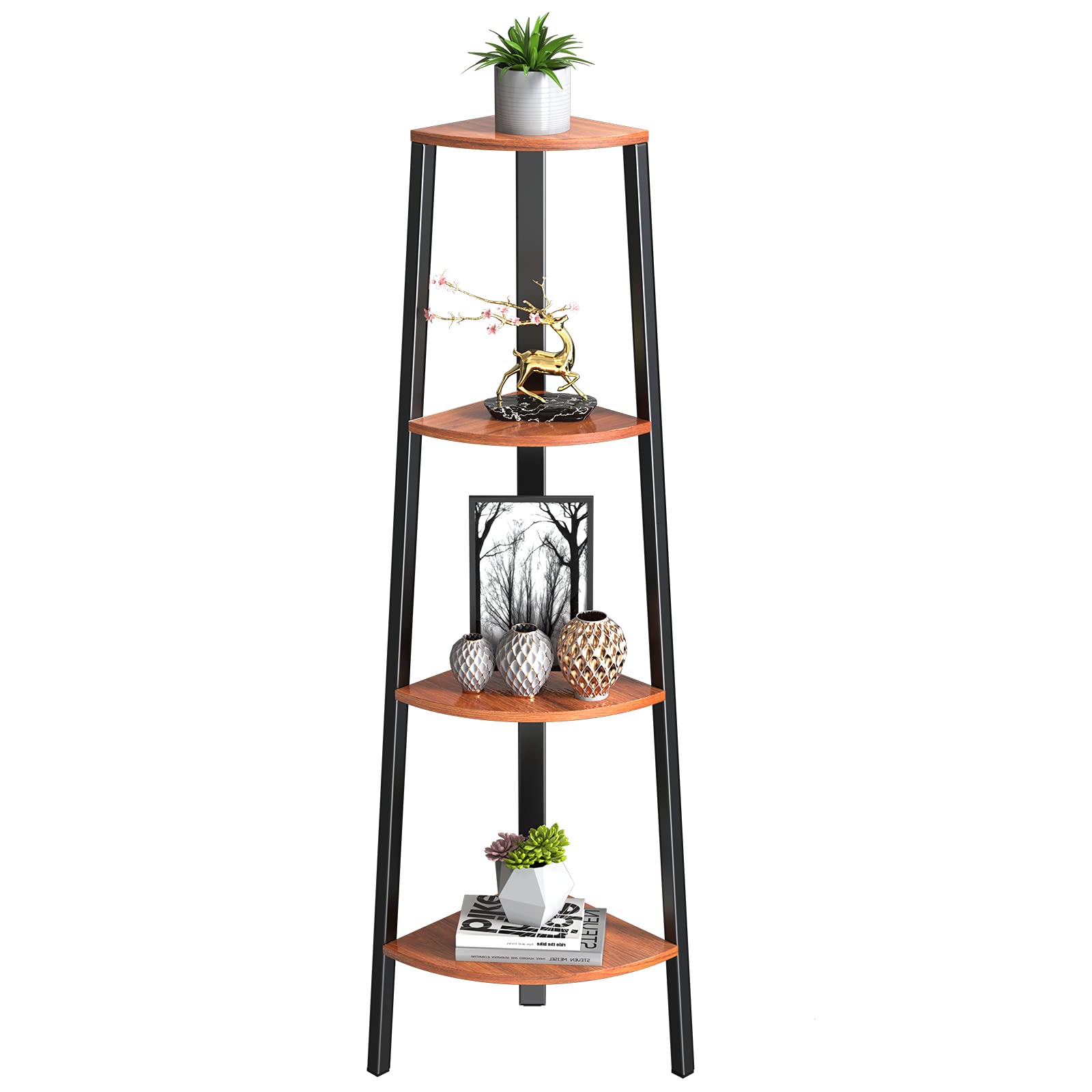 Buy Corner Shelf Standing 4 Tier Ladder Bookshelf Stand Rustic Display