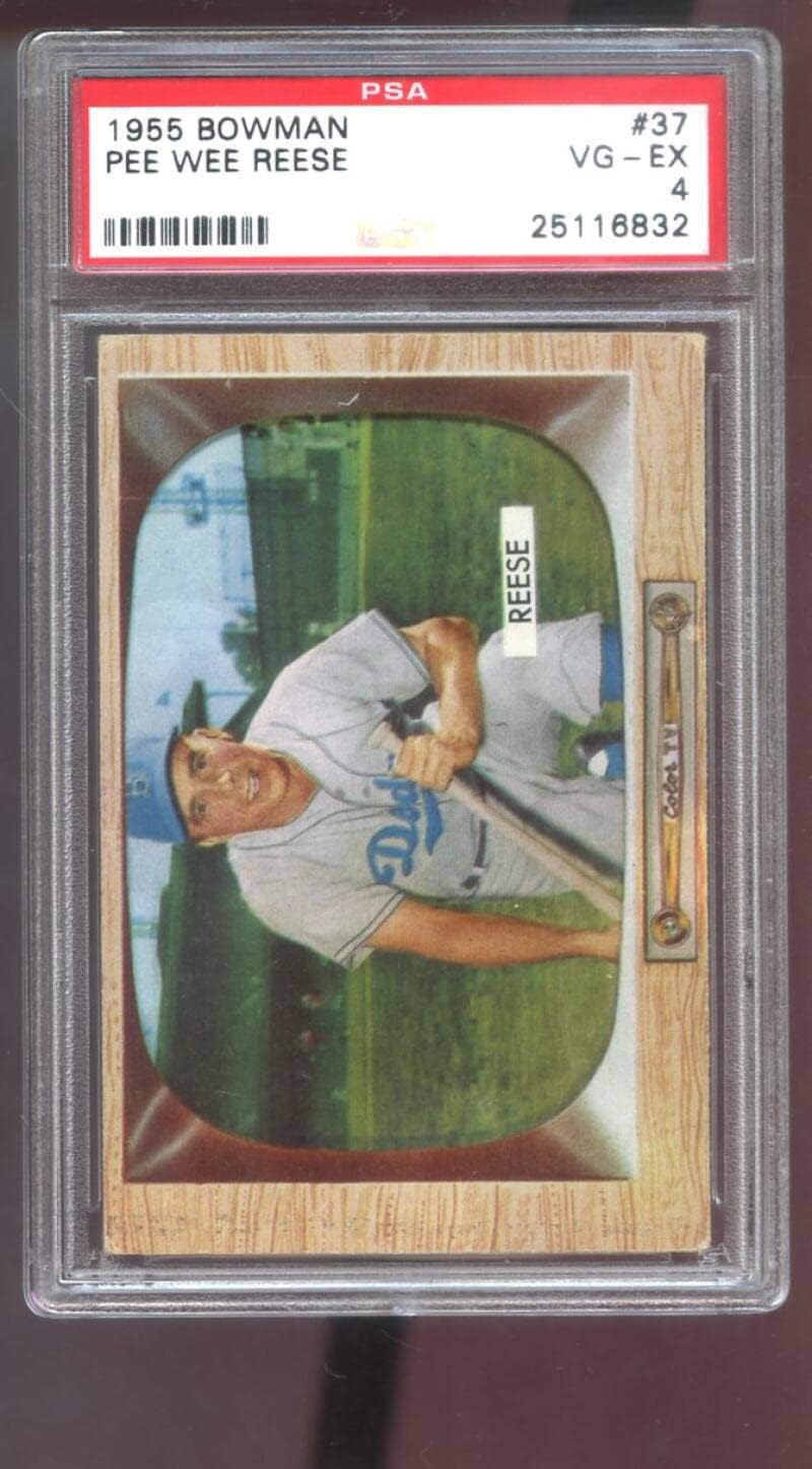 1955 Bowman #37 Pee Wee Reese PSA 4 Graded Baseball Card Brooklyn Dodgers MLB