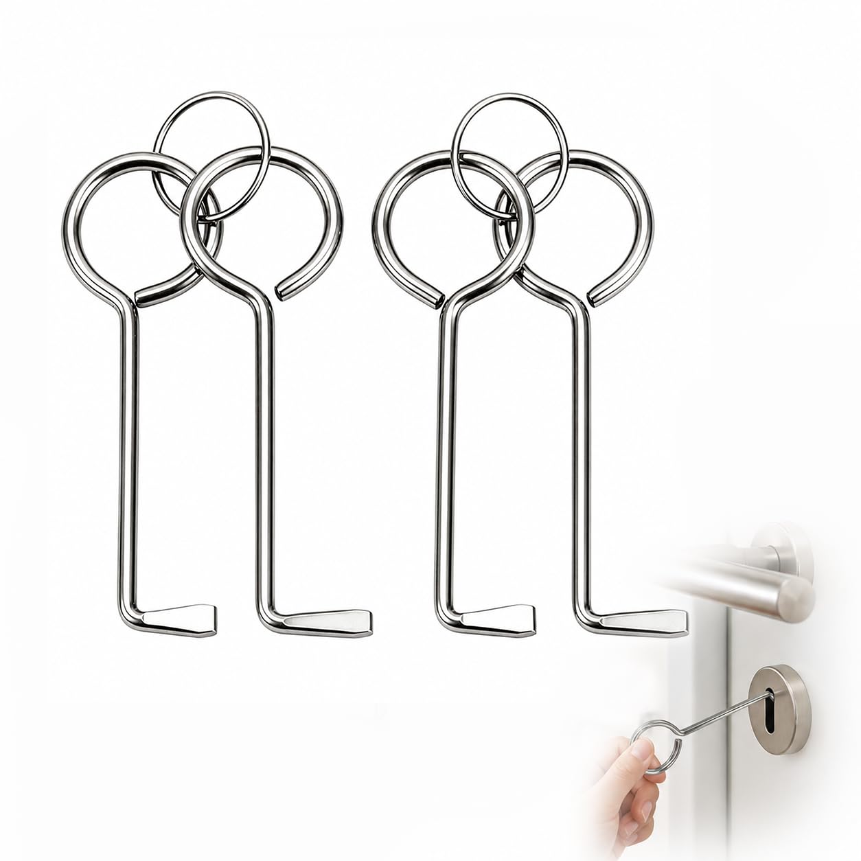 4PCS Clés à Serrure Professionnelles Universelles, Passe-Partout, Clé Universelle pour Porte Intérieure, Ouvre-Portes pour Serrure de Chambre et Porte Clef, Clef Universelle pour Serrures
