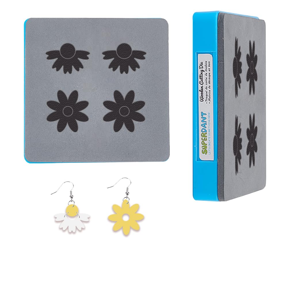 Superdente matriz de corte de scrapbooking con colgante en forma de flor pendientes de matriz de corte de madera troquelados para bricolaje manualidades troqueles de corte para regalos